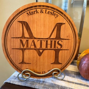 Custom Lazy Susan for Dining Table with Round Turntable - Family Name Monogram, House Warming Gift, Realtor Gift Idea, New House Gift