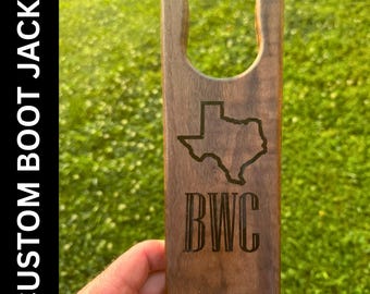 State of Texas Boot Jack – Walnut Boot Puller – Rancher Gift, Personalized Wooden Gift for Graduation, Corporate Business Awards