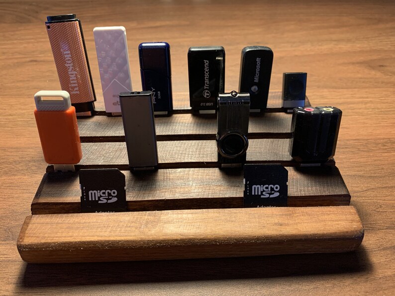 Walnut SD Card Holder Desktop Display for 25 Memory Cards & Etsy