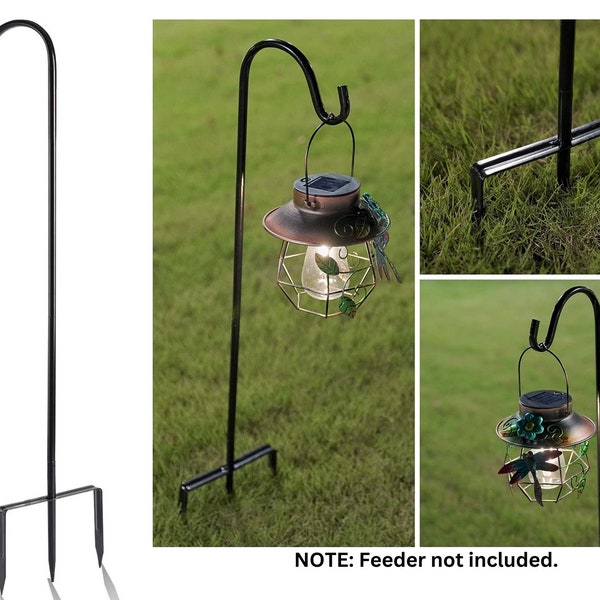 Hummingbird Feeder Stand in Black Metal - Perfect for Hanging Feeders in your backyard garden!