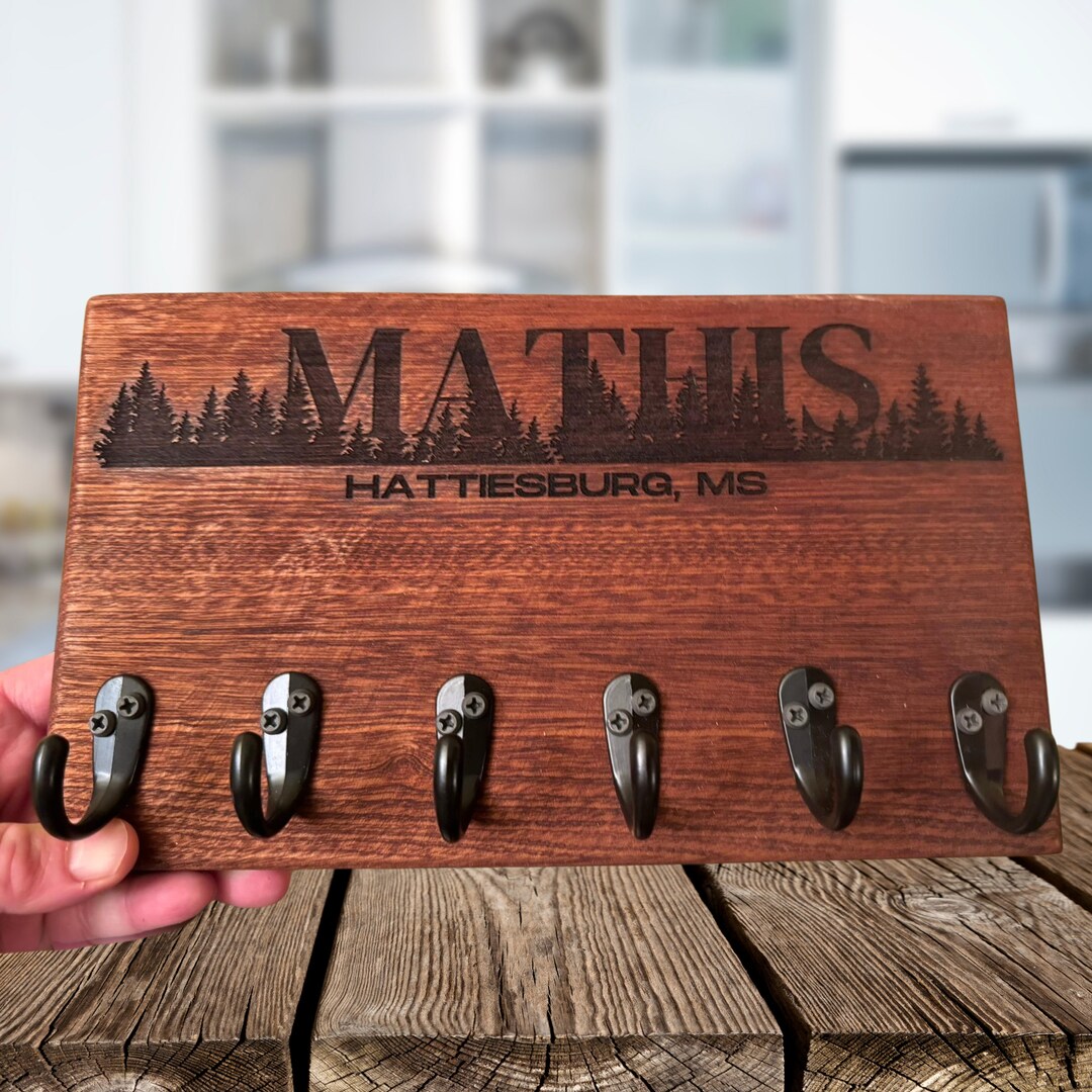 Personalized Keychain Holder for Wall - Custom Wooden Wall Rack for ...