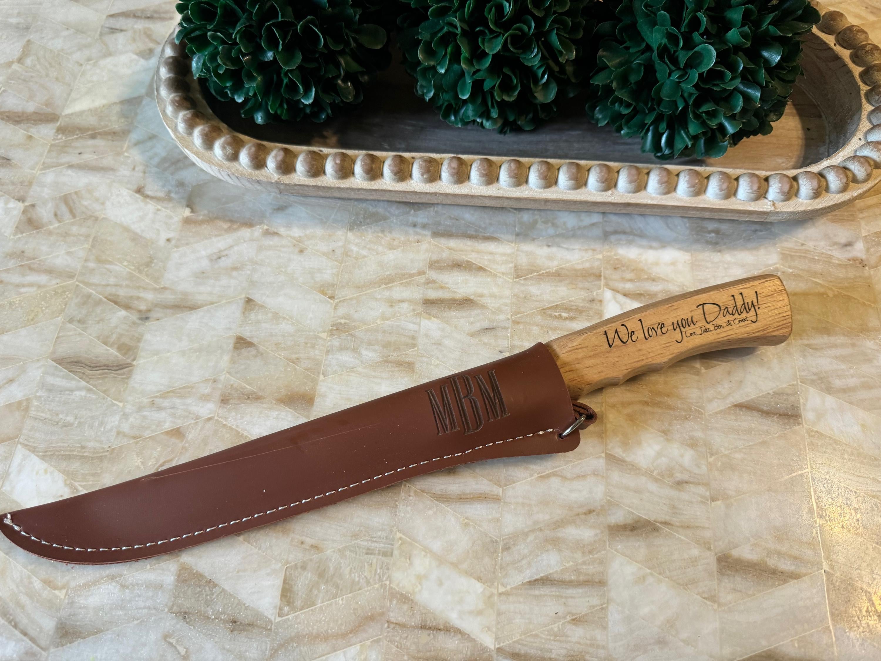 Personalized Fish Filet Knife, Custom Engraved Fisherman Knife, Leather Sheath included, Gift for Husband, Gift for Dad, Custom Hunter Knife