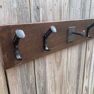 Handcrafted Rustic Farmhouse Wooden Cap & Cowboy Hat Rack - Railroad Spikes + Cowboy Hat Holder