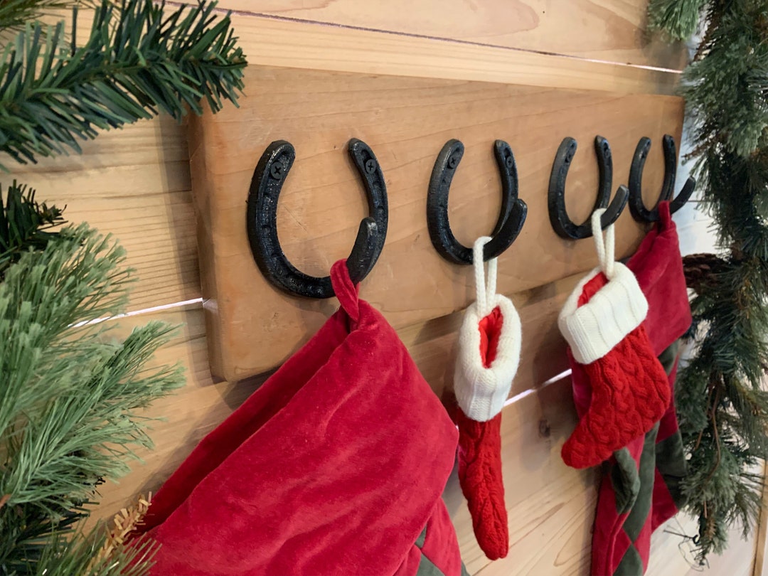 Rustic Horseshoe Farmhouse Christmas Stocking Holder for Wall Etsy