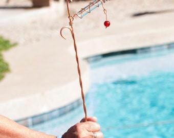 Hummingbird Wand Feeder that's Hand Held - Beautiful All Copper Nectar Feeder for Hummingbirds