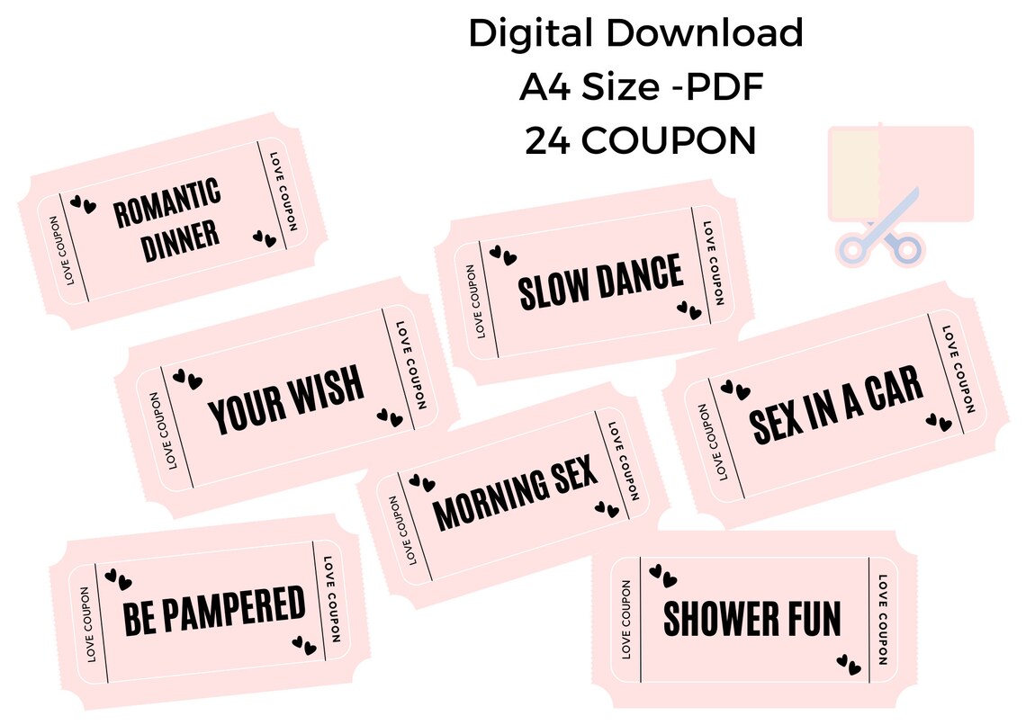 Printable Love Coupons,naughty Coupons, Adult Gift, Naughty Anniversary ...