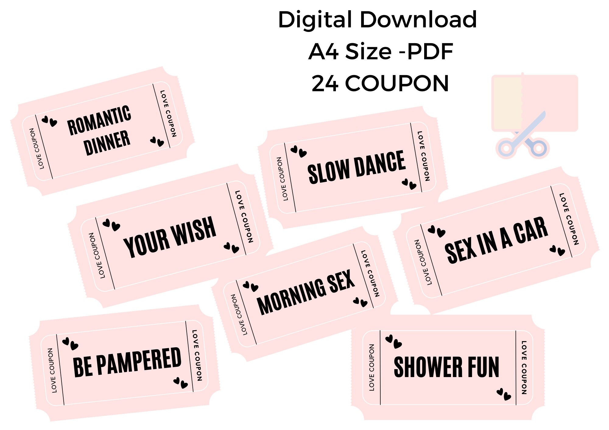 Printable Love Coupons,naughty Coupons, Adult Gift, Naughty Anniversary ...