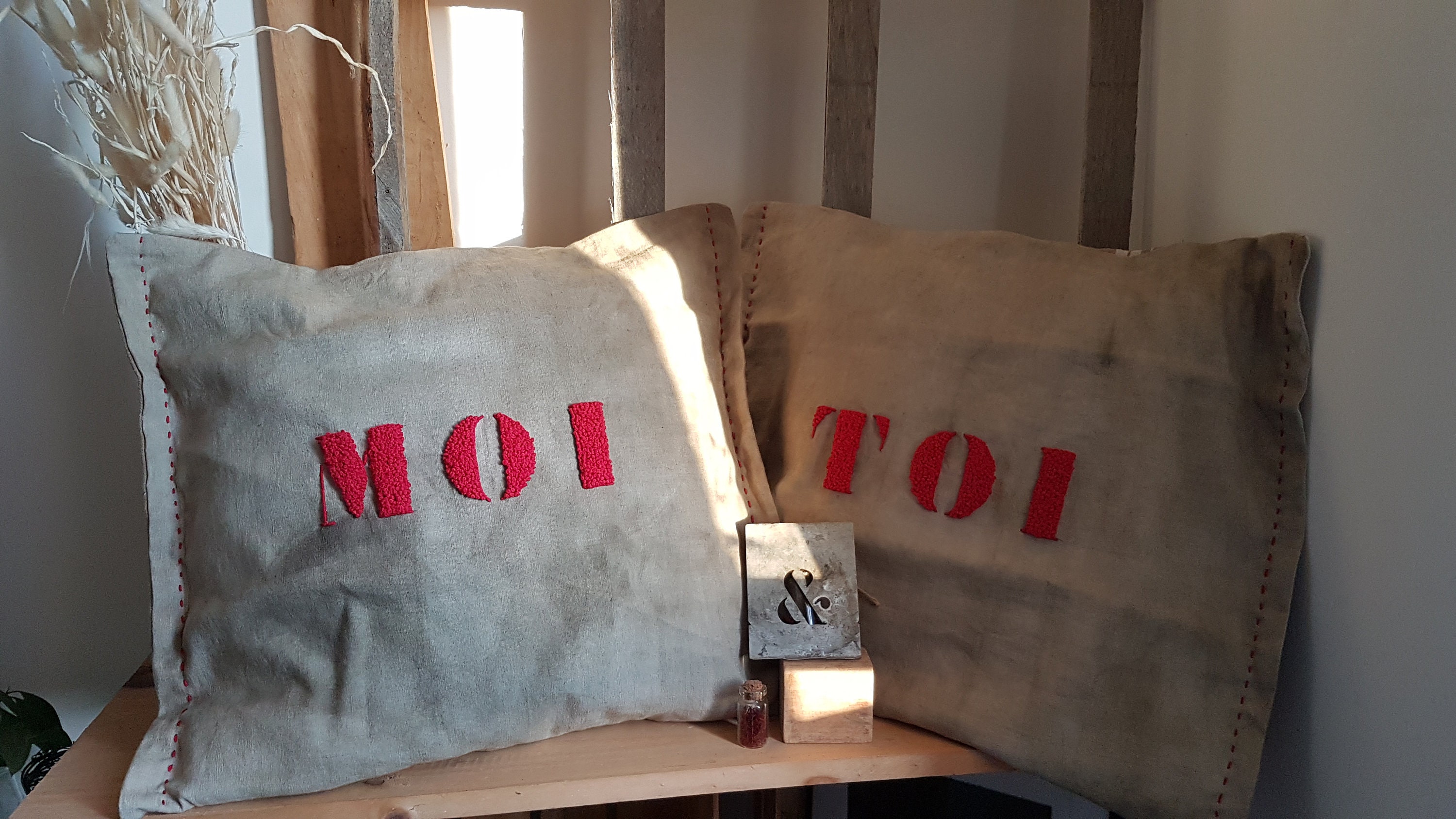 Paire de Coussins Toi & Moi Rouge