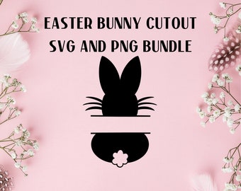 Easter Bunny Cutout SVG and PNG Bundle, Digital Download