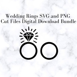 Wedding Rings SVG and PNG Cut Files, Digital Download Bundle