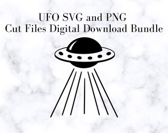 UFO SVG and PNG Cut Files, Digital Download Bundle