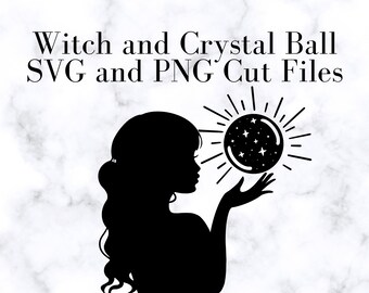 Witch and Crystal Ball SVG and PNG Cut Files, Digital Download Bundle