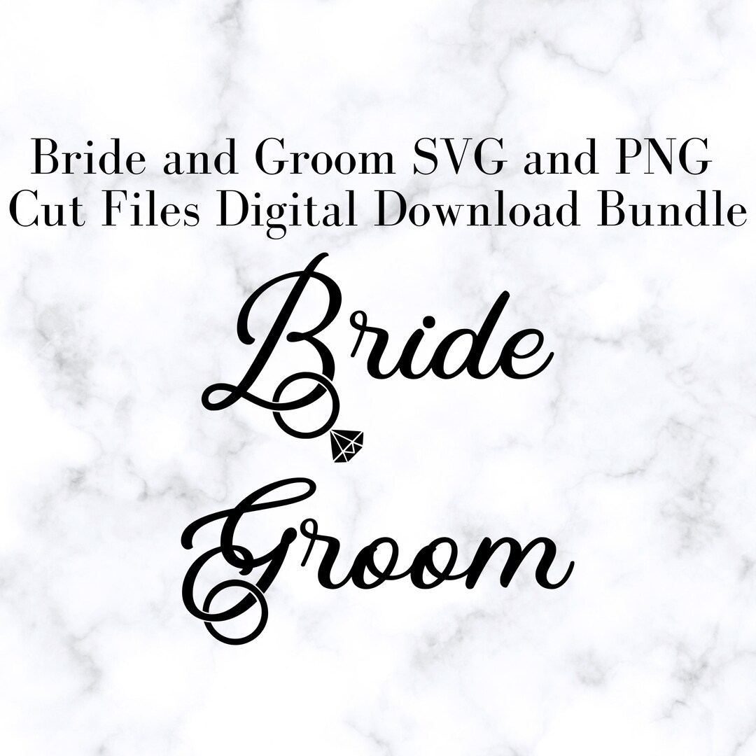 Bride and Groom With Rings Wedding SVG and PNG Cut Files, Digital ...