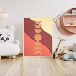 Boho Moon Nursery Wall Art, Printable Digital Download