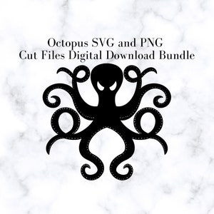 Octopus SVG and PNG Cut Files, Digital Download Bundle