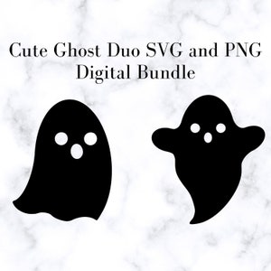 Cute Ghost Duo SVG and PNG Cut Files, Digital Download Bundle