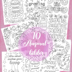 10 Relaxation Coloring Pages - Motivational Sayings