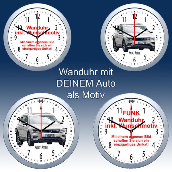 Wanduhr Dein Auto als Motiv. Audi, BMW, Opel, Porsche, VW, Honda, Seat, Cupra, Peugeot, Fiat, Alfa, Subaru, Nissan uvm. US-Cars Olditmer