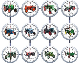 Horloge murale avec motif: tracteur, tracteur, machines agricoles, randonneur, tracteur,