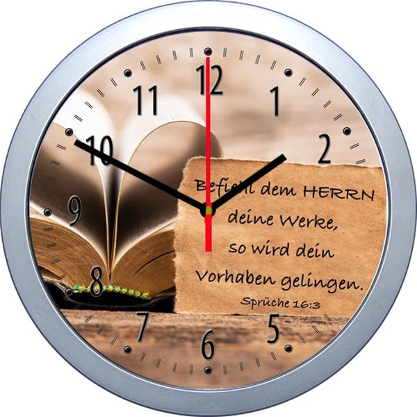 Wanduhr mit Christlichen Motiven | Bibelverse | Kreuz | Gott | Jesus | Christ | Teil 2 von 4