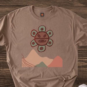 Earth Tones Taino Sun and Mountains Unisex Heavy Cotton Tee Gift for her Gifts for Him Taino T-shirt Taino Shirt Puerto Rico Tee