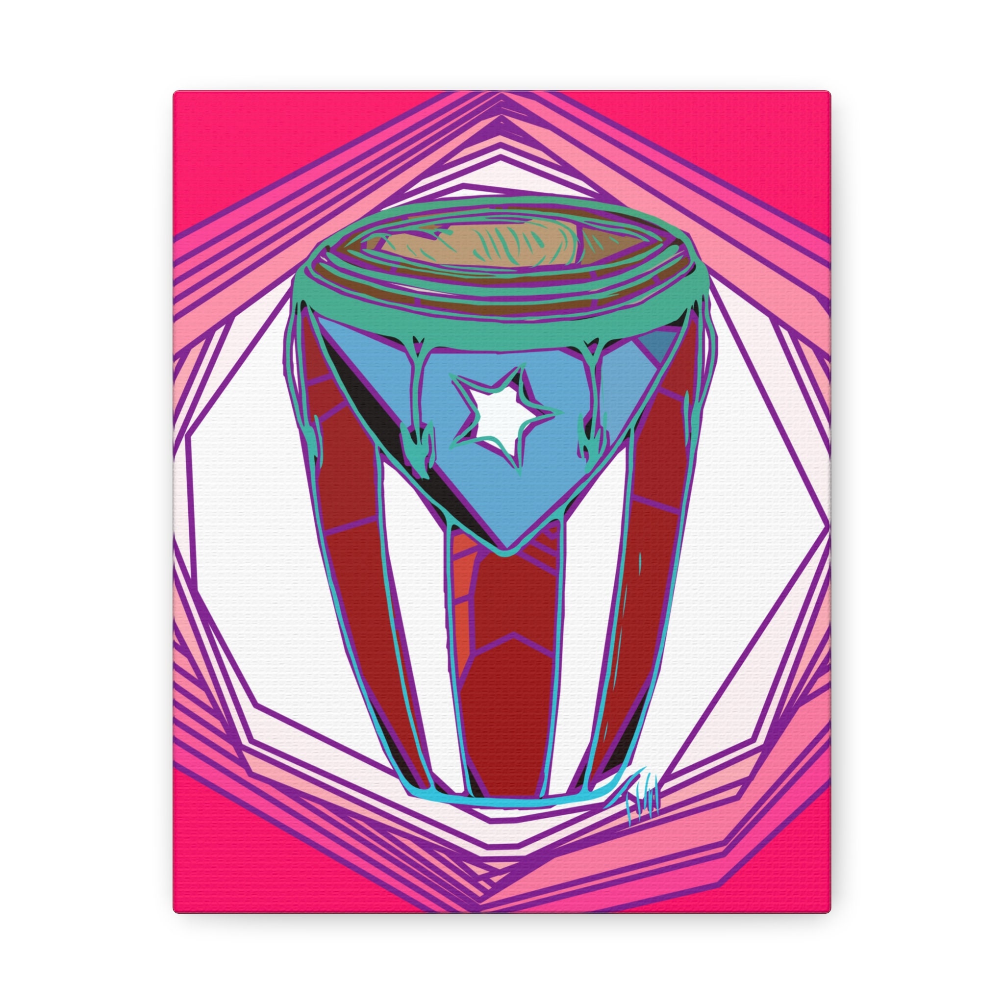 Conga Boricua in Abstract Pink Background Canvas Gallery Wraps Puerto ...