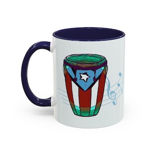 Tropical Conga Accent Coffee Mug, 11oz Gift for Musicians Conga Art Puerto Rico Flag Art Christmas Gift Father&#39;s Day Gift