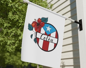 Banner personalizzato per casa e giardino con nome della famiglia di Porto Rico