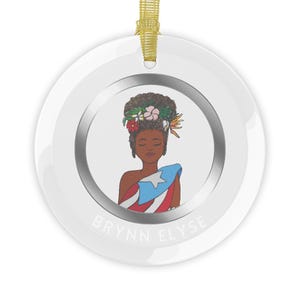 Personalized Christmas Glass Ornaments Puerto Rico Flag Boricua Girl Christmas Ornament Boricua Ornaments
