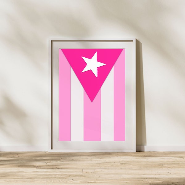 Pink Puerto Rico Flag | Various Sizes| Breast Cancer Awareness Wall Art