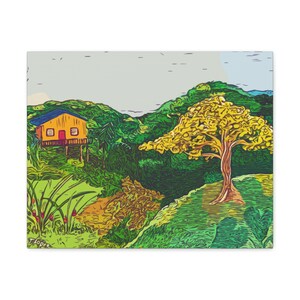 Flamboyan Amarillo Wall Art Canvas Gallery Wraps Flamboyant Tree Art Puerto Rico Mountain Life Art