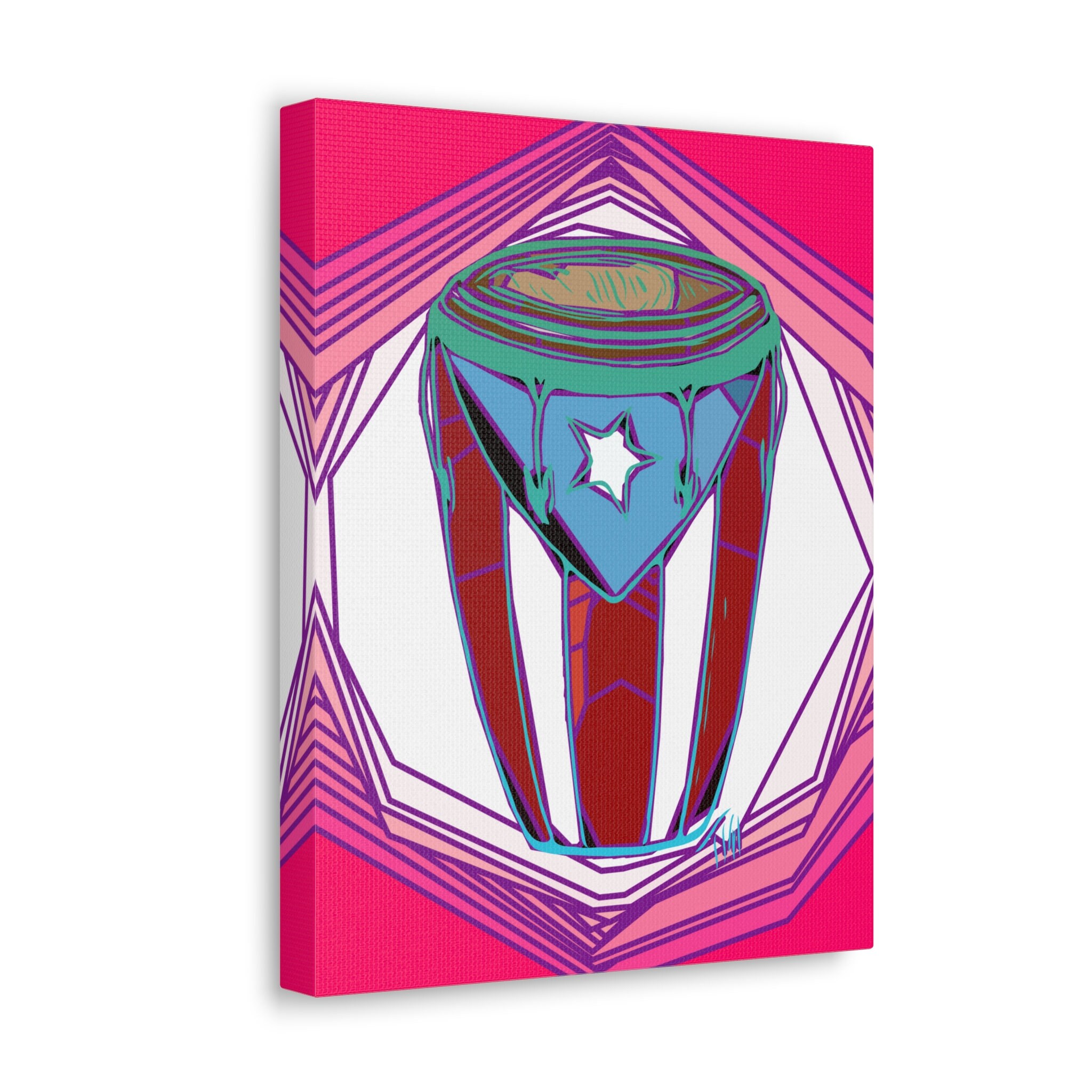 Conga Boricua in Abstract Pink Background Canvas Gallery Wraps Puerto ...