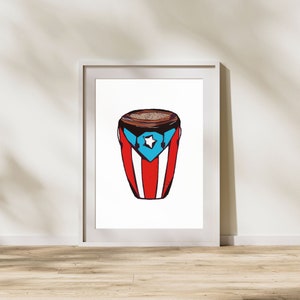 Puerto Rico Flagge Druckbare Wandkunst | Conga Boricua | Verschiedene Größen