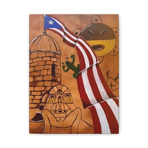Réplique de toile d&#39;art portoricain BoriKen Taino Art de Porto Rico Art indigène par l&#39;artiste Tania Lopez Garita Taino Symboles