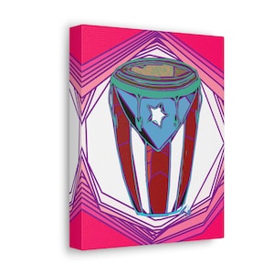 Conga Boricua in Abstract Pink Background Canvas Gallery Wraps Puerto Rico Flag Art Boricua Flag Art Puerto Rico Wall Art
