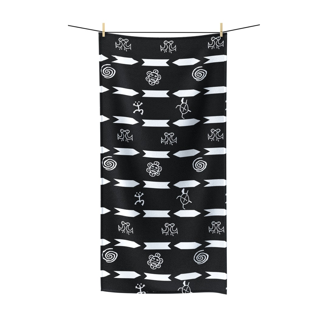 Bath Towel in Black and White Polycotton Towel Abstract Etsy