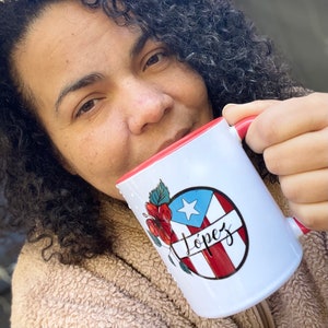 Personalized Puerto Rico and Hibiscus Coffee Mug, 11oz | Custom Name Gift Mug | Boricua Gift Christmas Gift Birthday Mother's Day Tea Lover