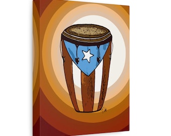Wall Art Replica Puerto Rican Conga in Sunset Canvas Gallery Wraps Boricua Art Puerto Rican Gifts Art Canvas