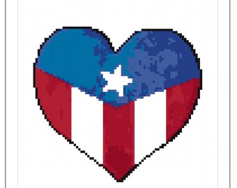 Puerto Rico Heart Cross Stitch Chart
