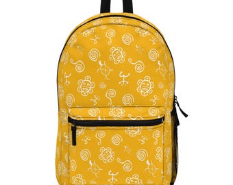 Yellow Backpack Taino Symbols Bookbag School Backpack Puerto Rico Gifts