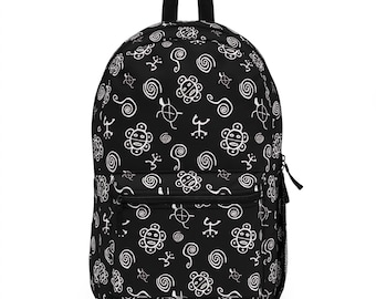 Black and White  Backpack |  Taino Symbols Bookbag | School Backpack | Black Back Pack | Puerto Rico Gifts Indigenous art