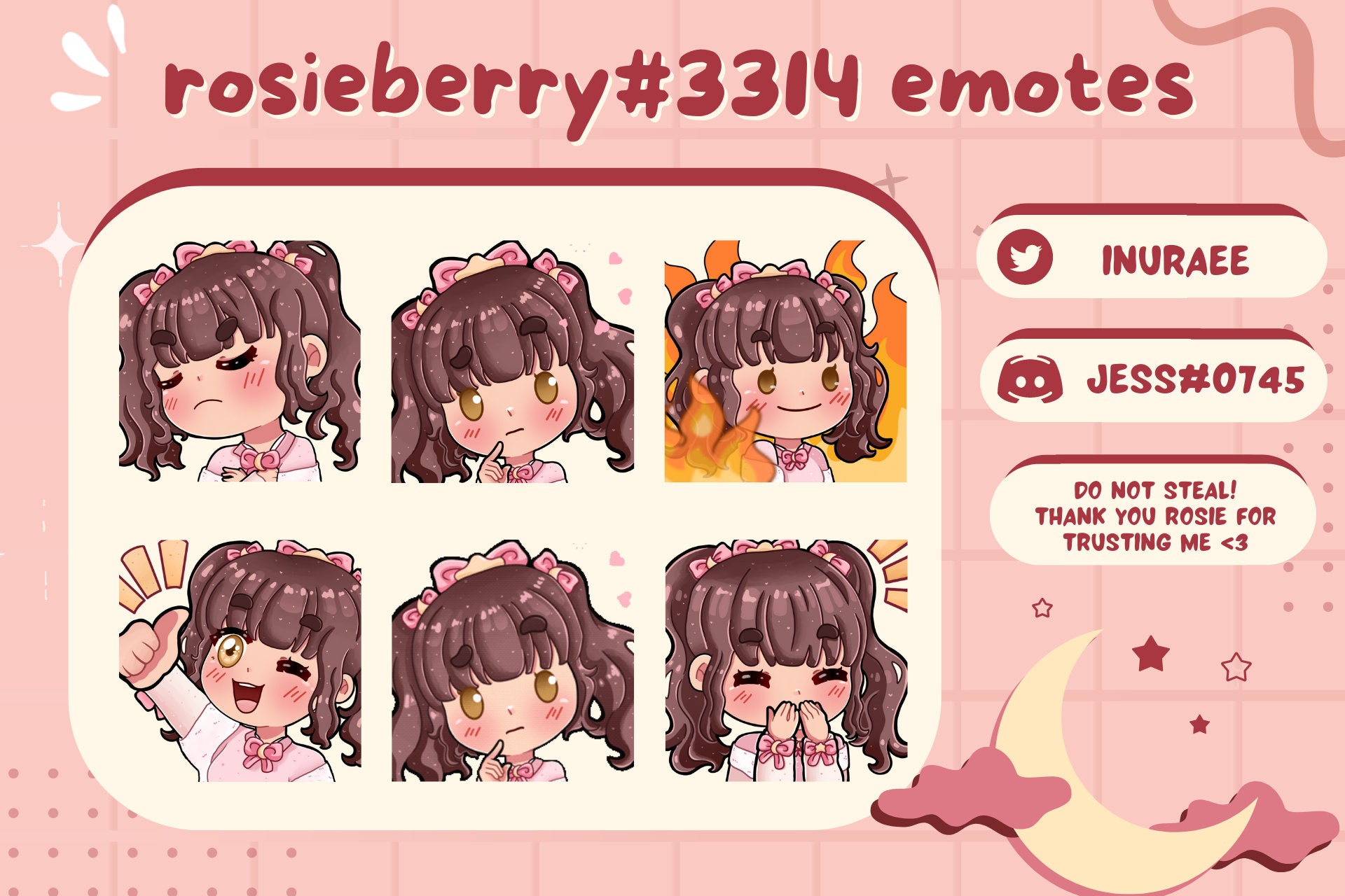 Custom Cute Emotes, Emojis, Stickers and Badges Pack for Twitch or
