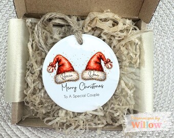 Personalized Couple Christmas Ornament: Ceramic Keepsake Bauble