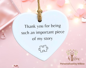 Thank You for Being Such An Important Piece Of My Story, Thank You Leaving Gift, Teacher, Leaving Gift, Nurse Gift, Ceramic Heart Ornament,