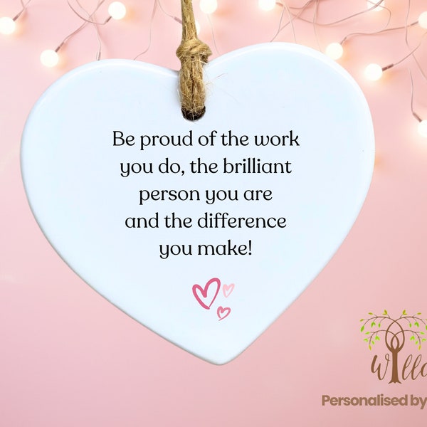 Adorno de cerámica con forma de corazón: regalo de agradecimiento, despedida y nuevo trabajo.