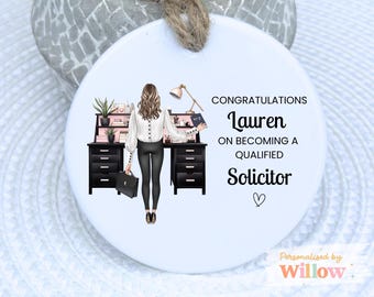 Personalized Solicitor Gift: Newly Qualified Lawyer, Barrister Ceramic Ornament