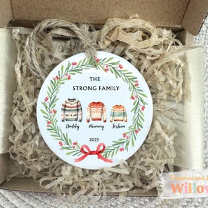 Christmas Ornament, Personalised Christmas Jumper Family Decoration, Custom Christmas Ornament, Keepsake Bauble, Family Gift
