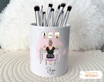Personalised Nail Technician Brush Pot, Nail Artist Gift, Teen Girl Gift, Dressing Table Accessories, Pen Pot, Make Up Brush Pot.