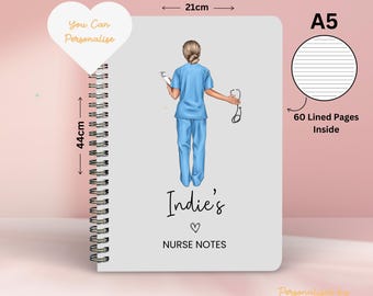 Personalised Student Nurse Notebook Gift, Staff Nurse, Nurse Planner, Nurse Graduation Gift, Nurse Notes Journal, Placement Gift.