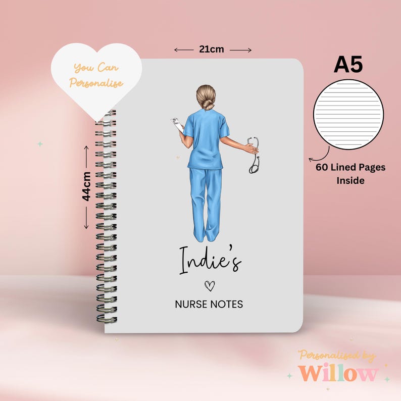 Personalised Student Nurse Notebook Gift, Staff Nurse, Nurse Planner, Nurse Graduation Gift, Nurse Notes Journal, Placement Gift. image 1